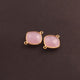 8 Pcs Rose Quartz  925 Sterling Vermeil Gemstone Faceted Cushion Shape Double Bail Connector -23mmx16mm SS041 - Tucson Beads