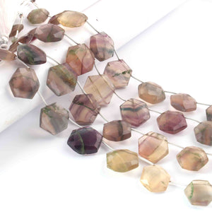 1 Strand Multi Fluorite Faceted Hexagon Shape Briolettes -  Hexagon Shape Beads 12mm-15mm- 9.5 Inchs BR02270 - Tucson Beads