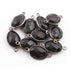 10 Pcs Black Onyx  Faceted Oxidized Sterling Silver Oval Shape Connector Double Bali 21mmx11mm - SS1054