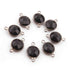 11 Pcs Black Onyx   Faceted Oxidized Sterling Silver Round Shape Connector Double Bali  17mmx11mm SS1046