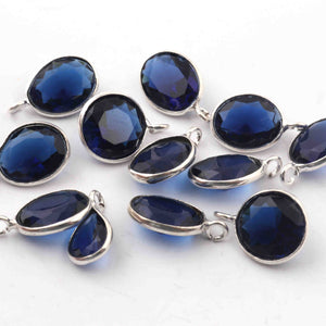 12  Pcs  Blue Shepherd   925 Silver Plated Faceted - Oval&Round  Shape Faceted Pendant -14mmx9mm-PC905 - Tucson Beads