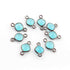 10  Pcs Blue Aqua Chalcedony Faceted Oxidized  Sterling Silver Cushion Shape Connector Doule Bali  13mmx7mm - SS1070