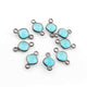 5  Pcs Blue Aqua Chalcedony Faceted Oxidized  Sterling Silver Cushion Shape Connector Doule Bali  13mmx7mm - SS1070 - Tucson Beads