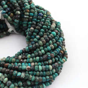 5 Strands Chrysocolla Faceted Rondelles - Gemstone Rondelles 4mm 13 Inches RB0355 - Tucson Beads