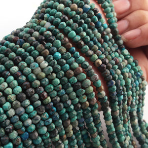 5 Strands Chrysocolla Faceted Rondelles - Gemstone Rondelles 4mm 13 Inches RB0355 - Tucson Beads