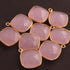 9 Pcs  Rose Quartz 925 Sterling Vermeil Gemstone Faceted Cushion Shape Single Bail Pendant -20mmx17mm SS072