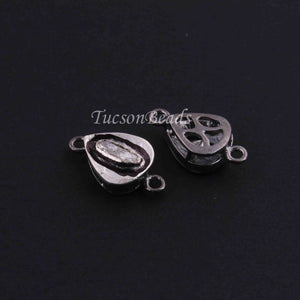 1 Pc Rose cut Diamond 925 Sterling Silver Pear Connector- Polki Connector 16mmx9mm PDC1389 - Tucson Beads