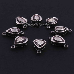 1 Pc Rose cut Diamond 925 Sterling Silver Pear Connector- Polki Connector 16mmx9mm PDC1389 - Tucson Beads