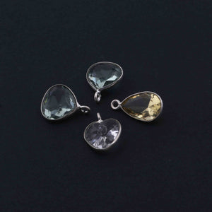 4 Pcs  Mix Stone  925 Silver Plated Faceted - Assorted Shape Faceted Pendant -15mmx8mm-PC909 - Tucson Beads