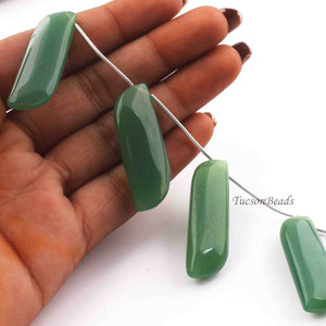1 Strand Green Chalcedony Smooth  Briolettes -  Fancy Shape Briolettes - 30mmx12mm-37mmx12mm - 8 Inches BR1911 - Tucson Beads
