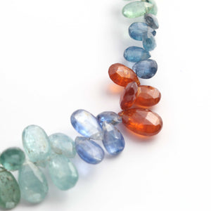1 Long Strand Multi kyanite Faceted Briolettes -Pear Drop Shape Briolettes - 6mmx3mm-12mmx6mm - 11 Inches BR02523 - Tucson Beads