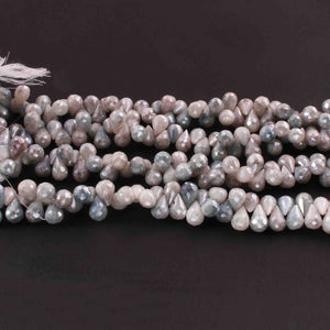 1 Long Strand Grey Moonstone Briolettes -Grey Moonstone Faceted Tear Drop Beads 8mmx7mm-11mmx7mm-8 Inches BR02214 - Tucson Beads