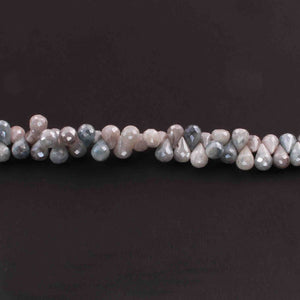 1 Long Strand Grey Moonstone Briolettes -Grey Moonstone Faceted Tear Drop Beads 8mmx7mm-11mmx7mm-8 Inches BR02214 - Tucson Beads