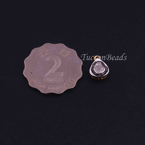 1 Pc  Rosecut Diamond Pear Drop Pendant - 925 Sterling Vermeil - Polki Pendant 10mmx9mm PDC1378 - Tucson Beads