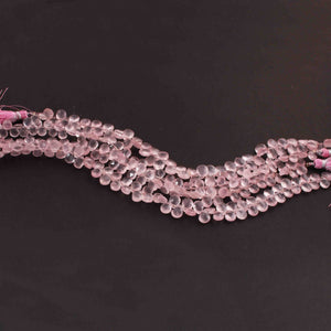 1  Strand Rose Quartz Faceted Pear Briolettes - Faceted Briolettes - 5mmx5mm-8mmx7mm 9 inches BR02209 - Tucson Beads