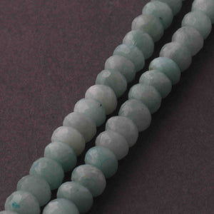 1 Long Strand Amazonite Faceted  Rondelles ,Round Beads,Roundel Beads 7mm-8mm 13 Inches BR532 - Tucson Beads
