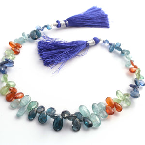 1 Long Strand Multi kyanite Faceted Briolettes -Pear Drop Shape Briolettes - 6mmx3mm-12mmx7mm - 10 Inches BR02496 - Tucson Beads