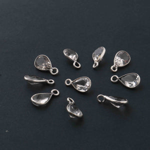 10  Pcs  Crystal Quartz  925 Silver Plated Faceted - Pear Shape Faceted Pendant -12mmx7mm-PC919 - Tucson Beads