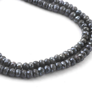 1 Long Strands Gray Moonstone Silver Coated Faceted Rondelles - Gray Moonstone Roundelle Beads 5mm-6mm 15.5 Inches BR479 - Tucson Beads