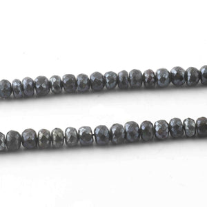 1 Long Strands Gray Moonstone Silver Coated Faceted Rondelles - Gray Moonstone Roundelle Beads 5mm-6mm 15.5 Inches BR479 - Tucson Beads