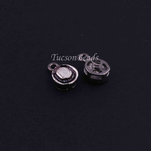 1 Pc  Rosecut Diamond Pendant - 925 Sterling Silver - Round Polki Pendant 10mmx7mm PDC1392 - Tucson Beads