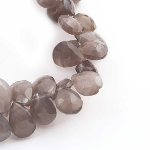 1 Strand Grey Moonstone Faceted Pear Drop Briolettes - Grey Moonstone Pear Drop Beads 9mmx11mm 8 Inches BR393 - Tucson Beads