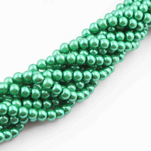 1 Long Strand Green Pearls  Smooth Rondelles -Round Beads  6mm 15.5 Inches BR020 - Tucson Beads