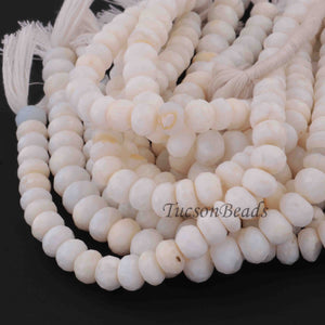1 Strand White Agate  Faceted  Rondelles- Rondelles Beads -11mm-8mm - 9 Inches BR0510 - Tucson Beads