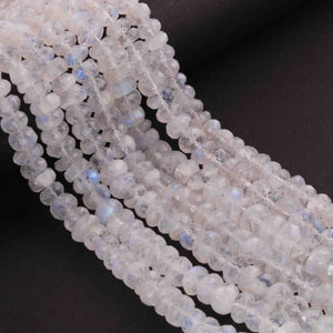 1  Long Strand White Rainbow Moonstone Faceted Rondelles - 7mm-9mm -10 Inches BR02219 - Tucson Beads