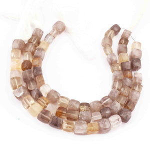 1 Long Strand Multi Stone Faceted Briolettes -Cube Shape Briolettes 7mmx7mm &10mmx7mm 8 Inches BR012 - Tucson Beads