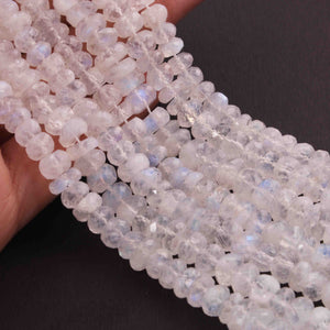 1  Long Strand White Rainbow Moonstone Faceted Rondelles - 7mm-9mm -10 Inches BR02219 - Tucson Beads