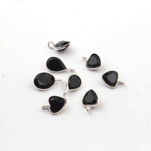 8  Pcs  Black Spinel 925 Silver Plated Faceted - Assorted Shape Faceted Pendant -13mmx7mm-PC925 - Tucson Beads