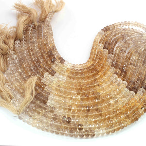 1 Strands Shaded Bio Lemon & Smoky Quartz Faceted Rondelles - Round Beads - 6mm 8 inches BR02213 - Tucson Beads