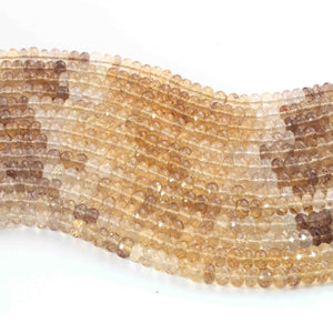 1 Strands Shaded Bio Lemon & Smoky Quartz Faceted Rondelles - Round Beads - 6mm 8 inches BR02213 - Tucson Beads