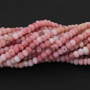 1 Long Strand Shaded Pink Opal  Faceted  Rondelles- Rondelles Beads -6mmx4mm- 12 Inches BR0491 - Tucson Beads