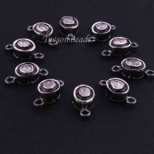 1 Pc Rose cut Diamond 925 Sterling Silver Oval Connector- Polki Connector 14mmx7mm PDC1386 - Tucson Beads