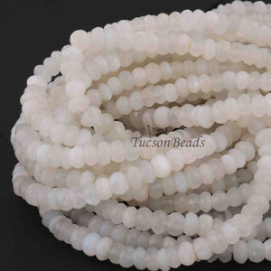 1  Long Strand White  Moonstone Faceted Rondelles  - Moonstone rondelles - 5mm-7mm -14 Inches BR0497 - Tucson Beads
