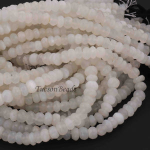 1  Long Strand White  Moonstone Faceted Rondelles  - Moonstone rondelles - 5mm-7mm -14 Inches BR0497 - Tucson Beads