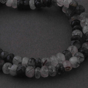 1 Long Strand Black Rutile Faceted Rondelles - Tourmalited Quartz Faceted Rondelle Beads 6mm-7mm 13 Inch BR507 - Tucson Beads