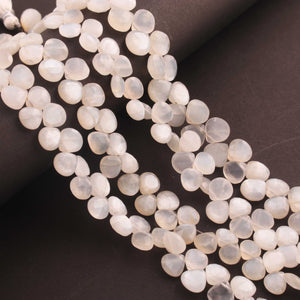 1 Strand White Moonstone Briolettes - White Moonstone Faceted Heart Shape Beads 11mm- 8 Inch BR01696 - Tucson Beads