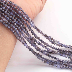 1 Long Strand Iolite Faceted Rondelles -Gemstone Round Balls Beads -3mm- 13 Inches RB0226 - Tucson Beads