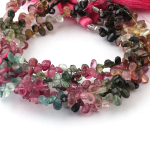 1 Strand Multi Tourmaline Faceted Pear Drop Briolettes - Multi Tourmaline Pear Drop Beads 7mmX5mm-9mmx6mm 8 Inch BR0076 - Tucson Beads