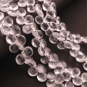 1 Strand Crystal Quartz Faceted Briolettes - Heart Shape Briolettes -8mm 8 Inches BR2528 - Tucson Beads