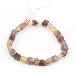 1 Long Strand Multi Stone Faceted Briolettes -Cube Shape Briolettes -8mmx10mm 8 Inches BR011 - Tucson Beads