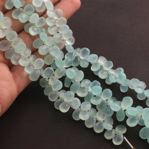 1 Strand Aqua Chalcedony Faceted Briolettes - Pear Shape Briolette Beads 8mmx6mm-11mmx7mm 8 Inches BR3304 - Tucson Beads