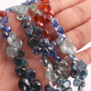 1 Long Strand Multi kyanite Faceted Briolettes -Heart Shape Briolettes - 5mmX6mm-10mmx11mm - 10 Inches BR02495 - Tucson Beads