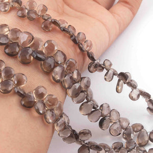 1  Strand Smoky Quartz Faceted Briolettes -Pear Shape Briolettes - 6mmx5mm-11mmx6mm - 9 Inches BR01196 - Tucson Beads