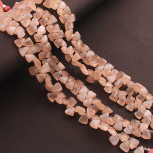 1 Strand Peach Moonstone Faceted Briolettes -Trillion Shape Briolettes - 7mmx8mm 8 inch BR0006 - Tucson Beads
