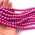 1 Strand  Pink Glass Pearl Smooth Round Ball Beads,Pearl Rondelles  - 8mm 16 Inches BR2759