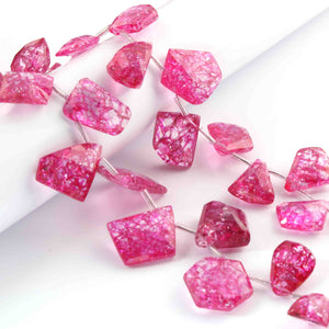 1 Strand Hot Pink Rutile Faceted Fancy Shape Briolettes - Hot Pink Rutile Briolettes - 13mmx12mm-24mmx23mm 8 Inches BR02234 - Tucson Beads
